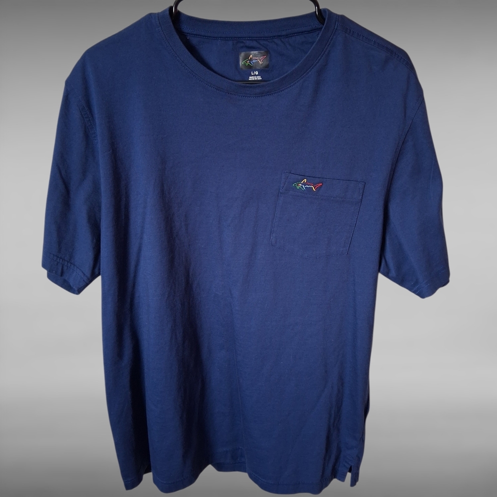 Greg Norman Men's Soft 100% Cotton Short Sleeve Pocket T-Shirt Estate Blue L